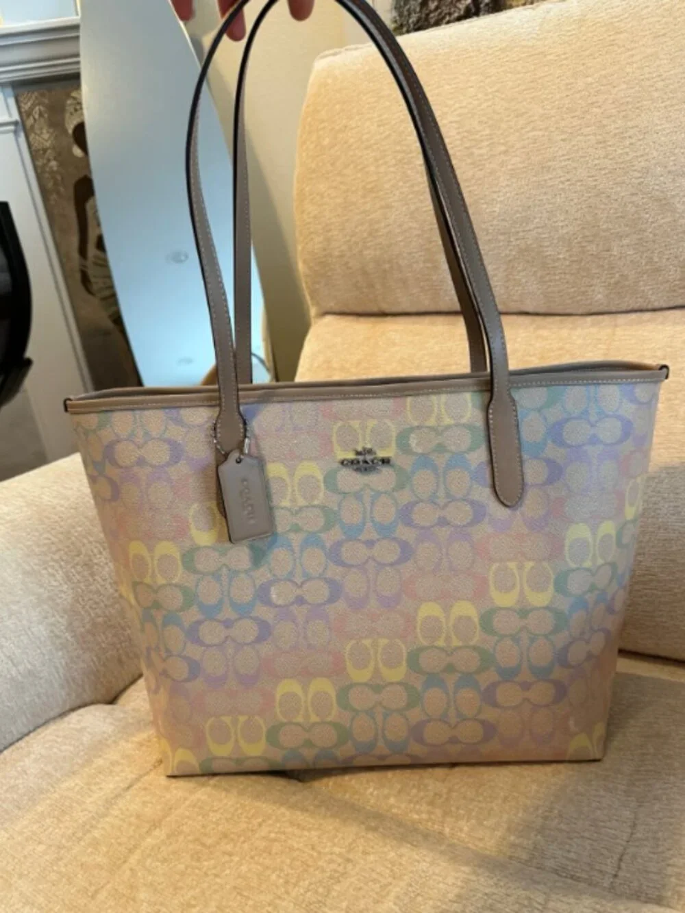 Coach Rainbow Signature Canvas Tote Bag